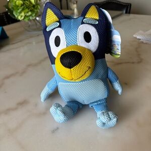 Lucy Blue and Black Stuffed Dog with Cartoon Eyes